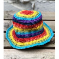 Children's Crochet Rainbow Stripe Sun Hat