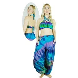Cropped Knotted Halter Neck Tie Dye Vest Top