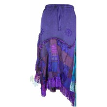 Long Purple Patchwork Lacy Skirt