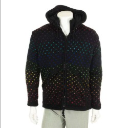 Rainbow Dots Knitted Wool Fleece Lined Hooded Jacket