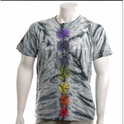 Men's Fair Trade Grey Tie Dyed Yogini Chakra T-shirt