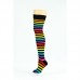 Black and rainbow striped over knee socks