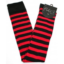 Black and red striped over knee socks