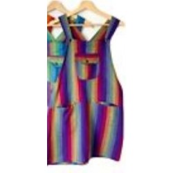 Rainbow Striped Fair Trade Short Dungaree Pinafore Dress