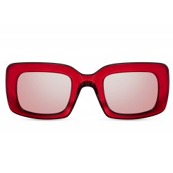 Recycled Retro Vintage Sunglasses; Red Oversized Rectangle