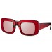 Recycled Retro Vintage Sunglasses; Red Oversized Rectangle